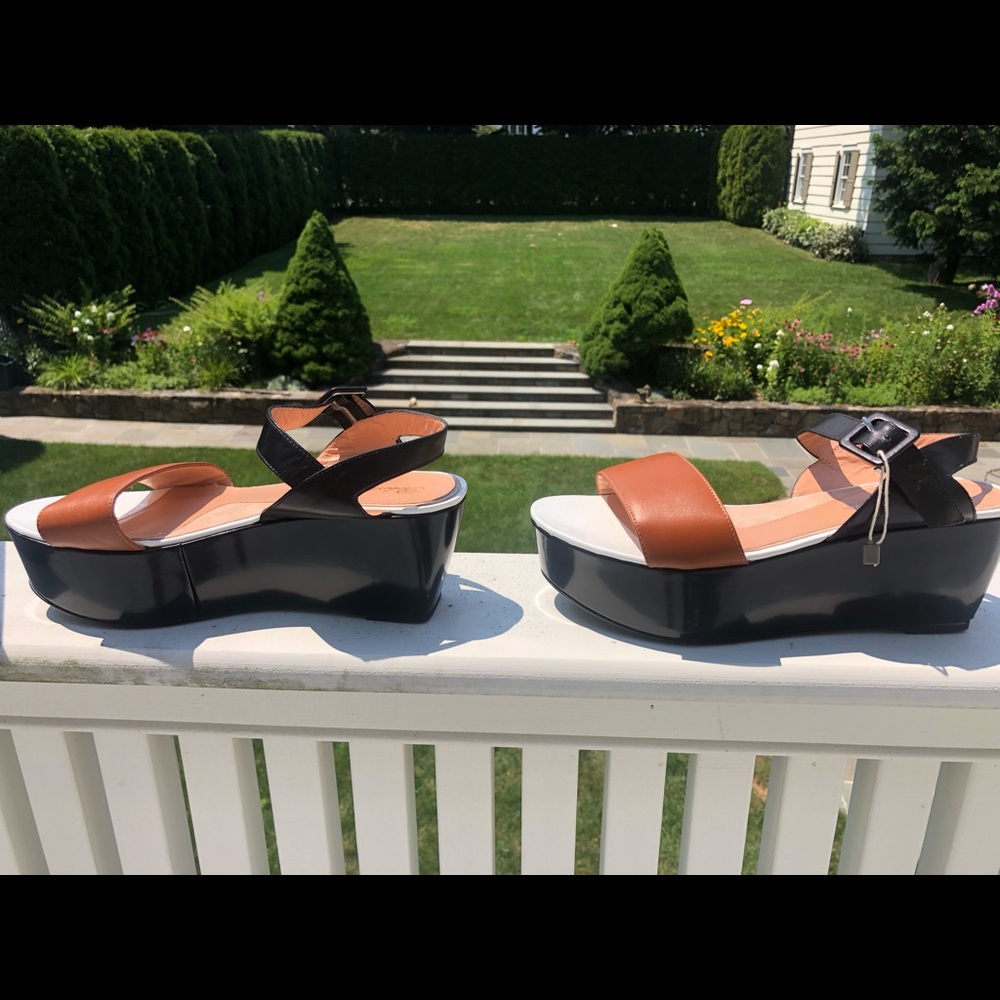 Robert Clergerie Frak Wedge Sandals black brown